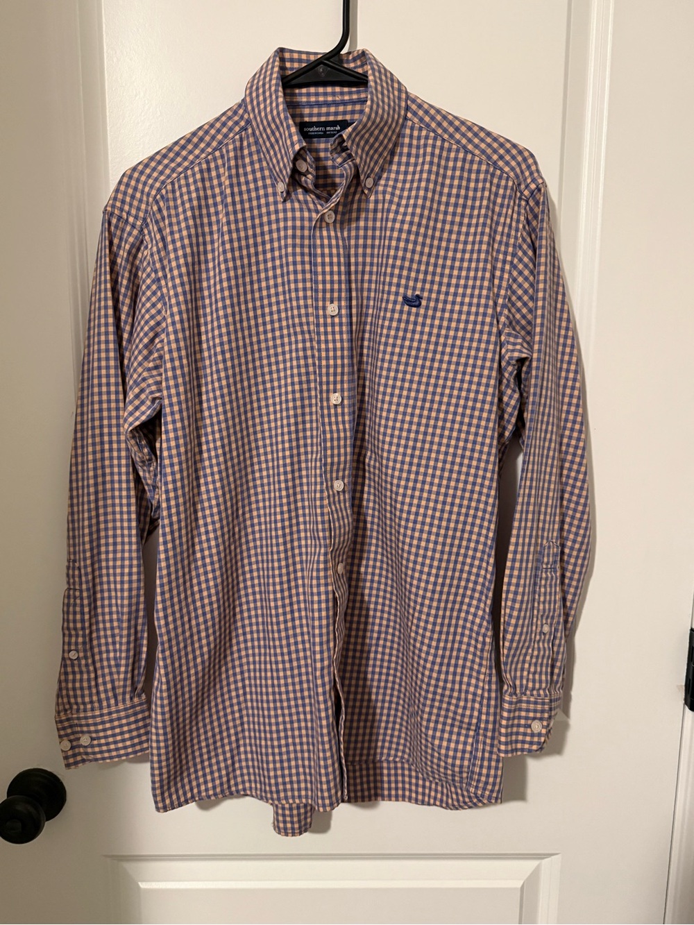 Southern Marsh Long Sleeve Button Down In Blue And Ran Gingham Size A
